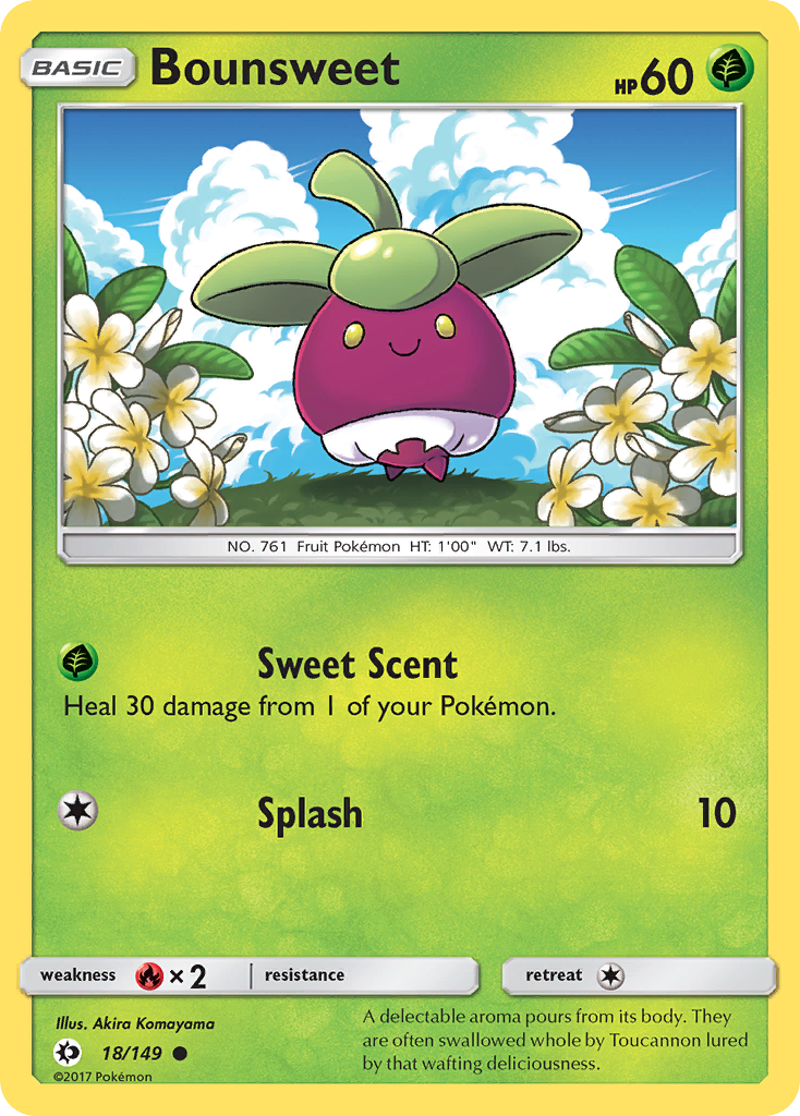 Pokemon Card Sun & Moon 018/149 18/149 Bounsweet Common *MINT*