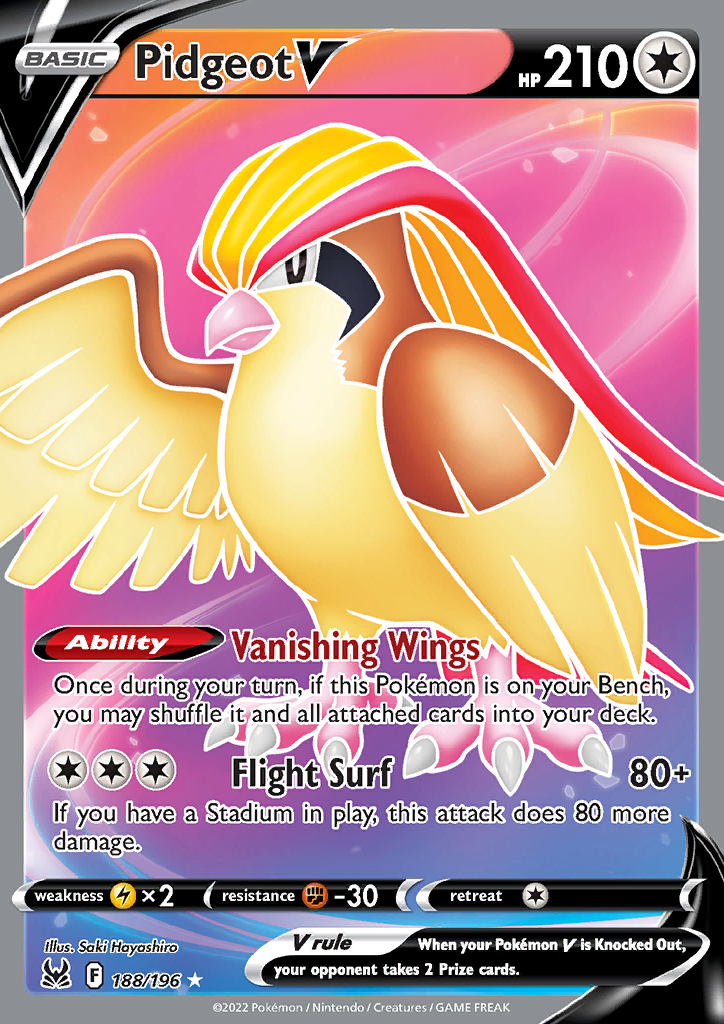 Pokemon Card Lost Origin 188/196 Pidgeot V Full Art *MINT*