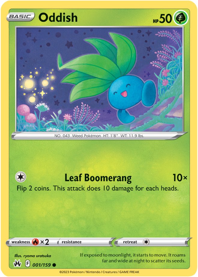 Pokemon Card Crown Zenith 001/159 1/159 Oddish Common *MINT*