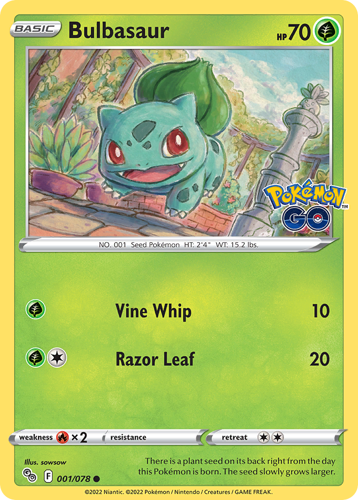 Pokemon Card Pokemon Go 1/78 01/78 Bulbasaur Common *MINT*