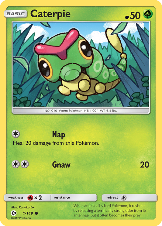 Pokemon Card Sun & Moon 001/149 1/149 Caterpie Common *MINT*