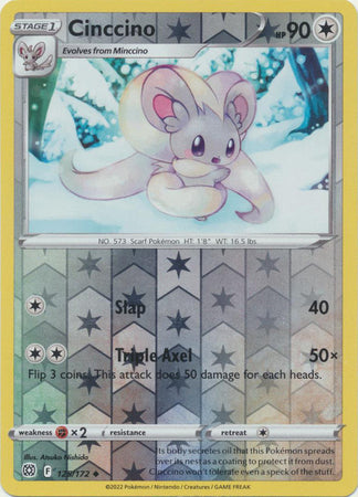 Pokemon Card Brilliant Stars 125/172 Cinccino Reverse Holo Uncommon