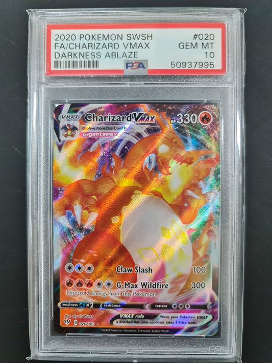 (S) Pokemon Card Darkness Ablaze 20/189 020/189 Charizard VMAX Full Art PSA GEM MINT 10