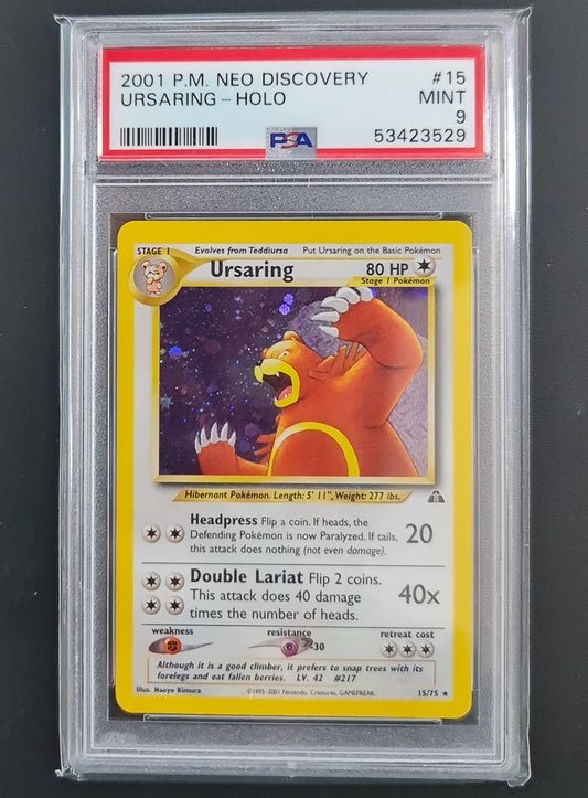<transcy>Pokemon Card Neo Discovery Ursaring 15/75 015/075 Holo 1. udgave PSA GEM-MINT 10</transcy>