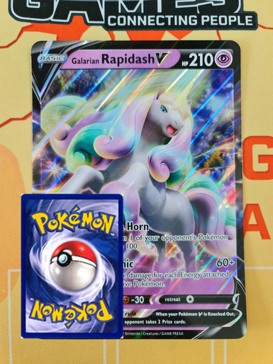 Pokemon Card Shining Fates SWSH111 Shiny Galarian Rapidash V JUMBO OVERSIZED BLACK STAR PROMO