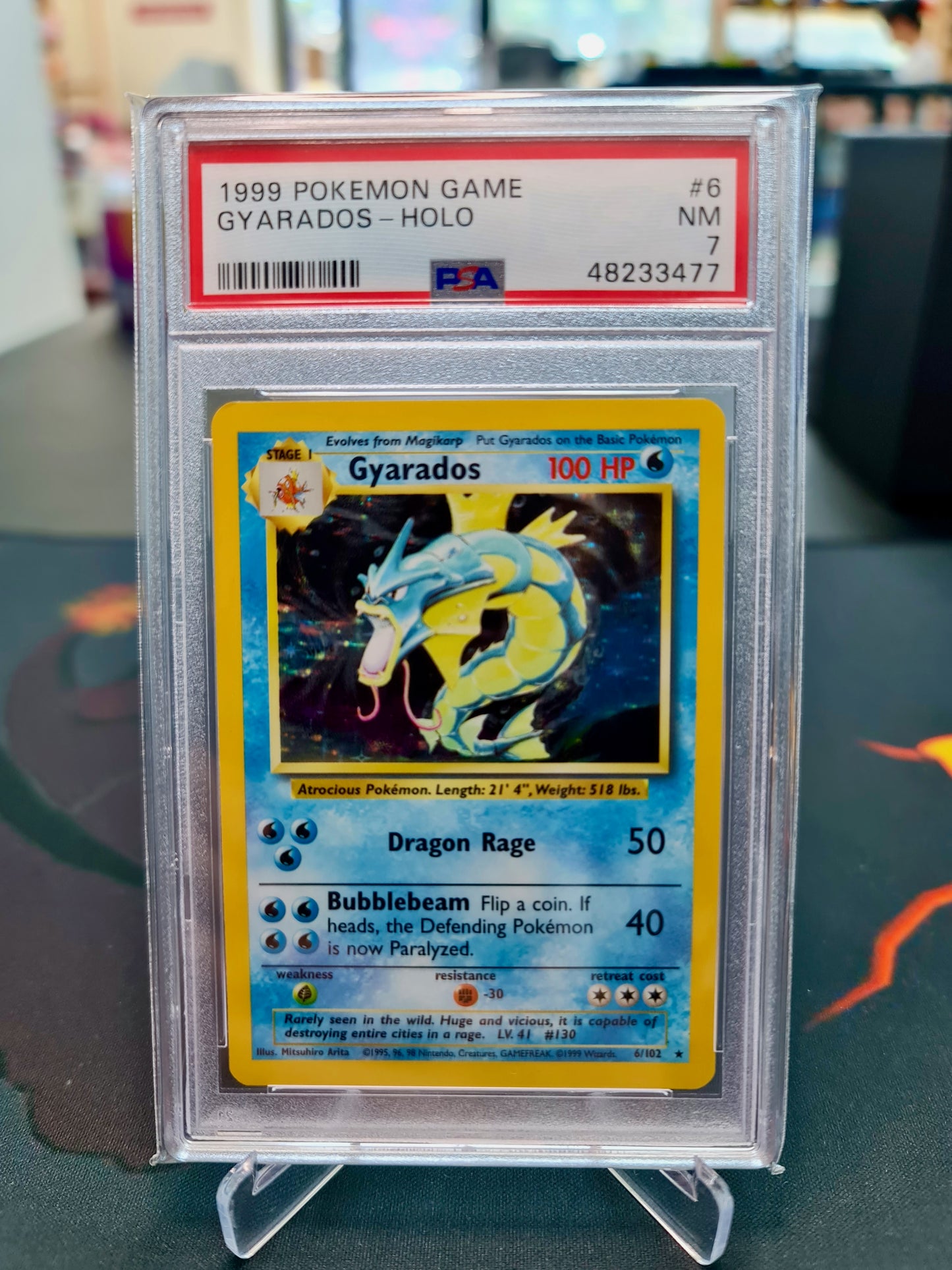 Pokemon Card Base Set Gyarados 06/102 Holo PSA 7