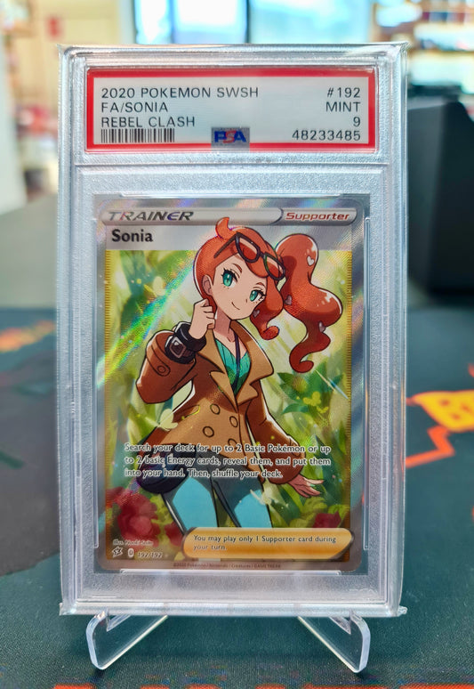 (S) Pokemon Card Rebel Clash 192/192 Sonia Full Art Ultra Rare PSA MINT 9