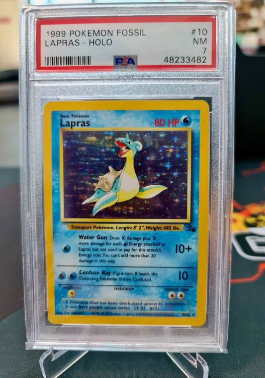 Pokemon Card Fossils Unlimited Lapras 10/62 Holo PSA 7
