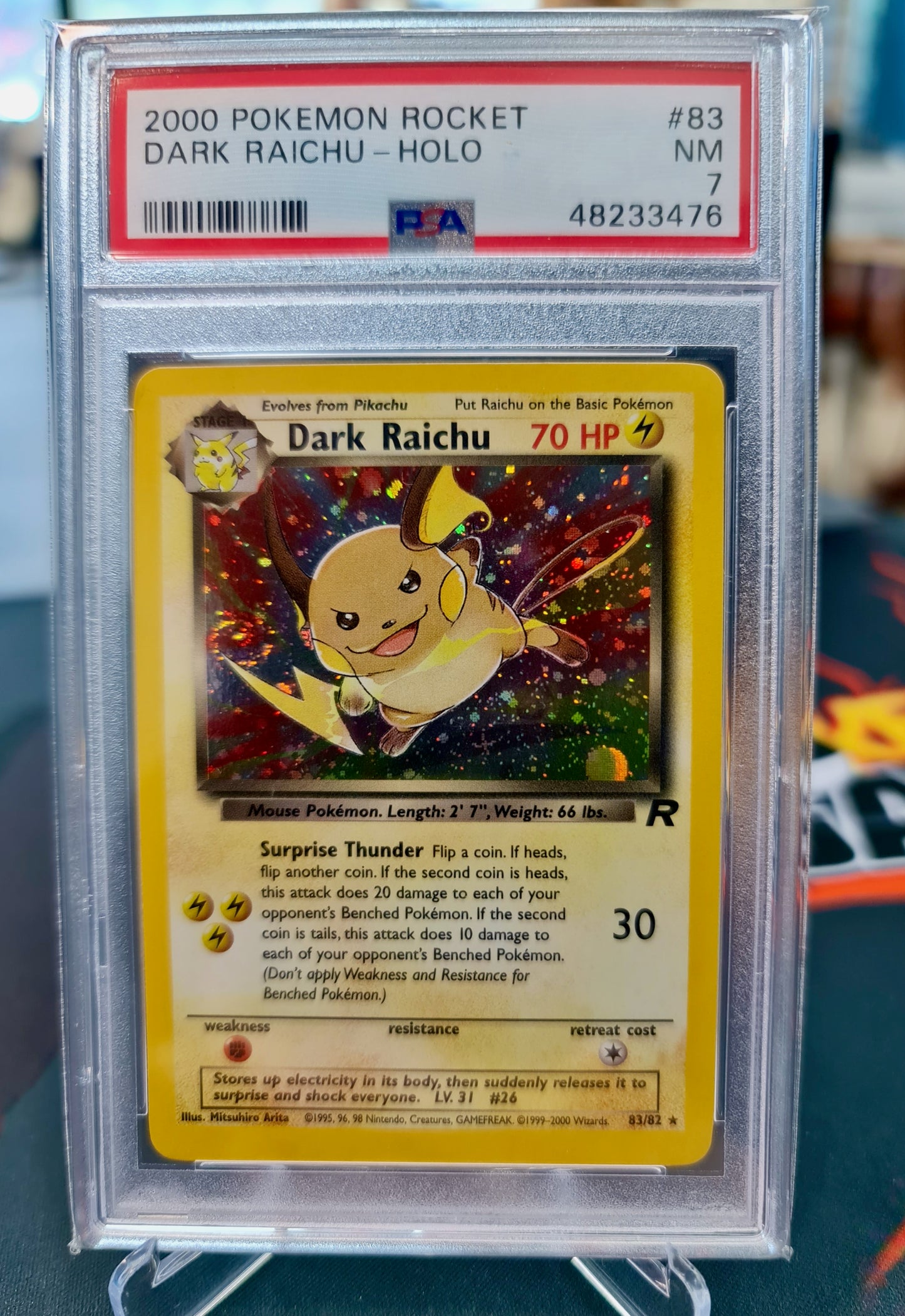 Pokemon Card Dark Raichu 83/82 Holo PSA 7
