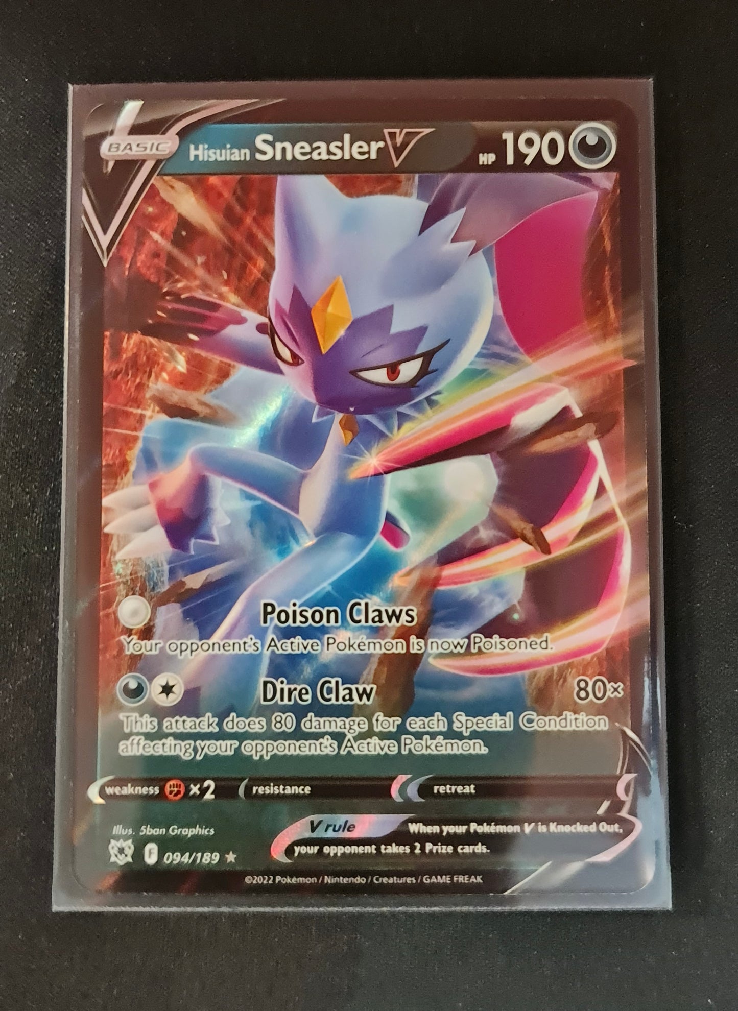 Pokemon Card Astral Radiance 94/189 094/189 Hisuian Sneasler V Ultra Rare *MINT*