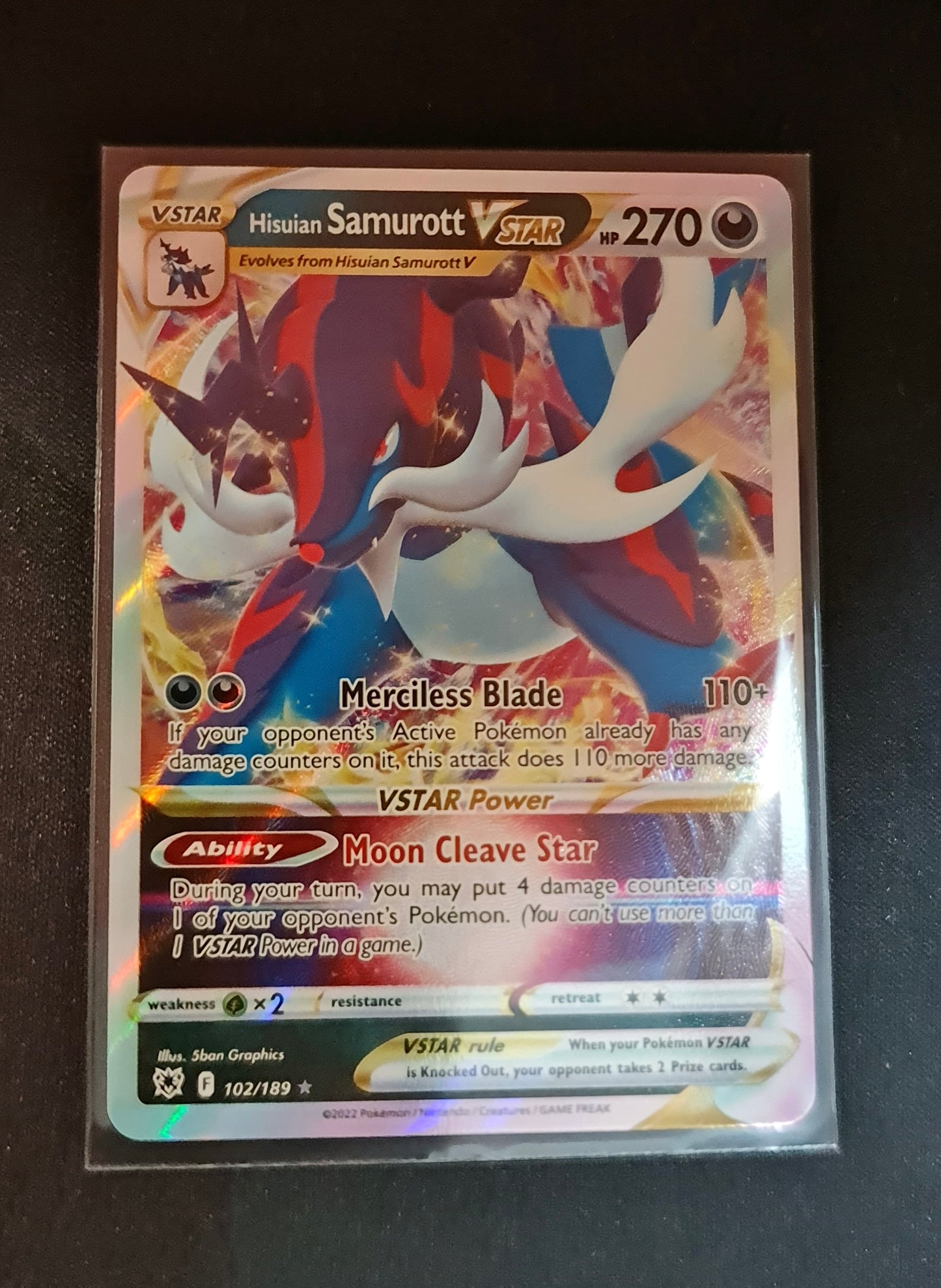 (S) Pokemon Card Astral Radiance 102/189 Hisuian Samurott VSTAR Ultra Rare *MINT*