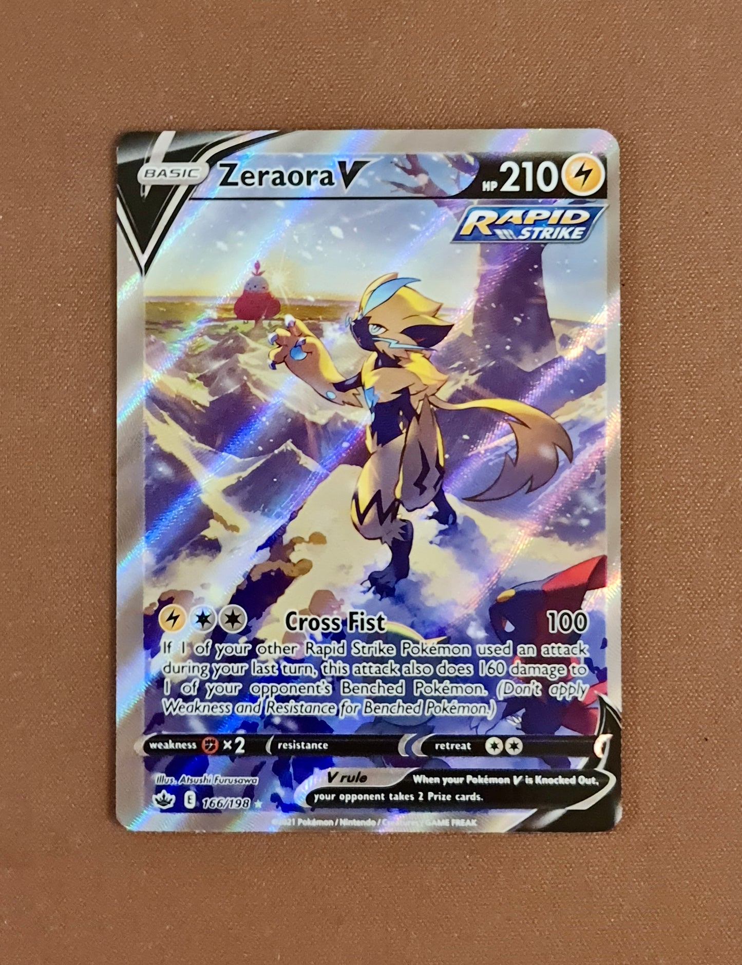 (S) Pokemon Card Chilling Reign 166/198 Zeraora V Full Art