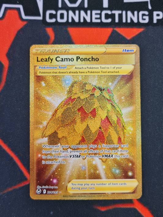 (S) Pokemon Card Silver Tempest 214/195 Leafy Camo Poncho Item Secret Rare *MINT*