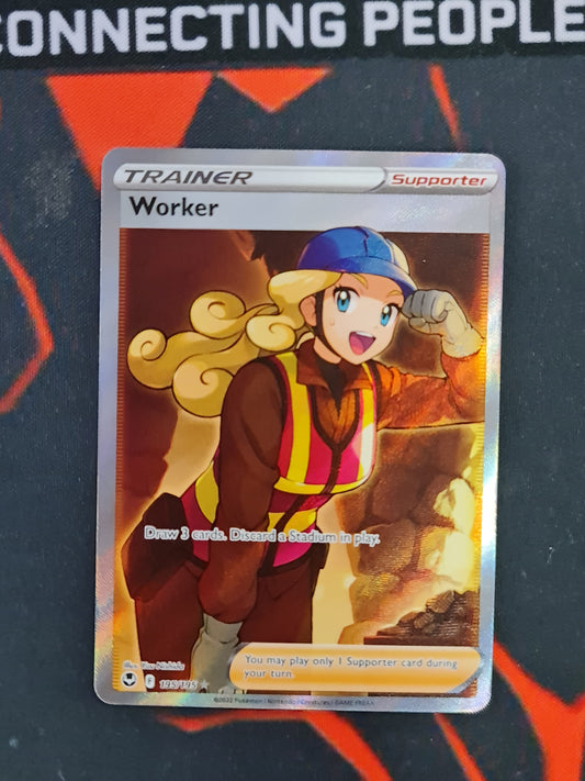 (S) Pokemon Card Silver Tempest 195/195 Worker Supporter Full Art *MINT*