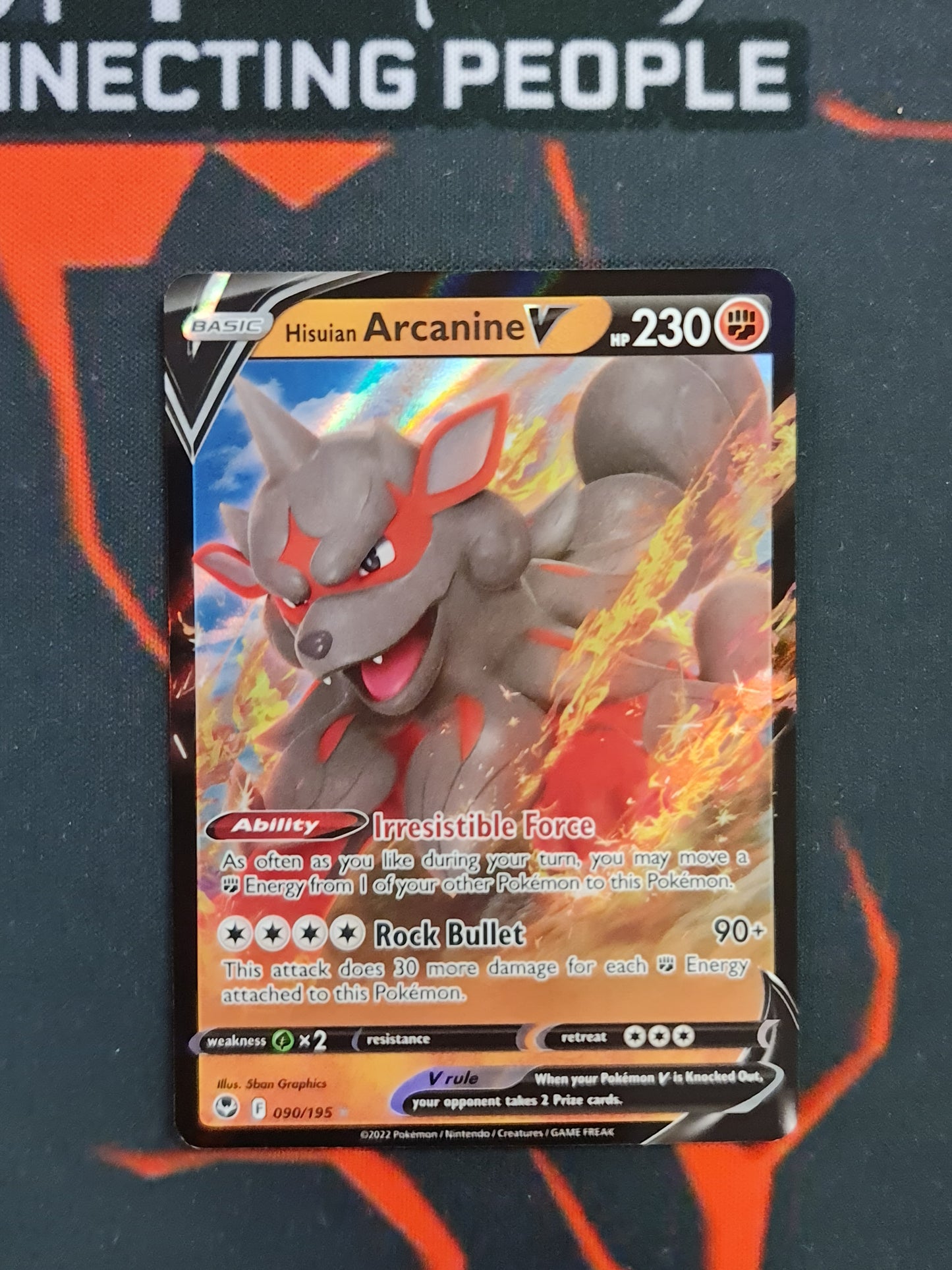pokemon tcg silver tempest 090 195 hisuian arcanine v card 179/195 NM Full Art Colorless Retreat Cost Pokemon Card Silver Tempest 090/195