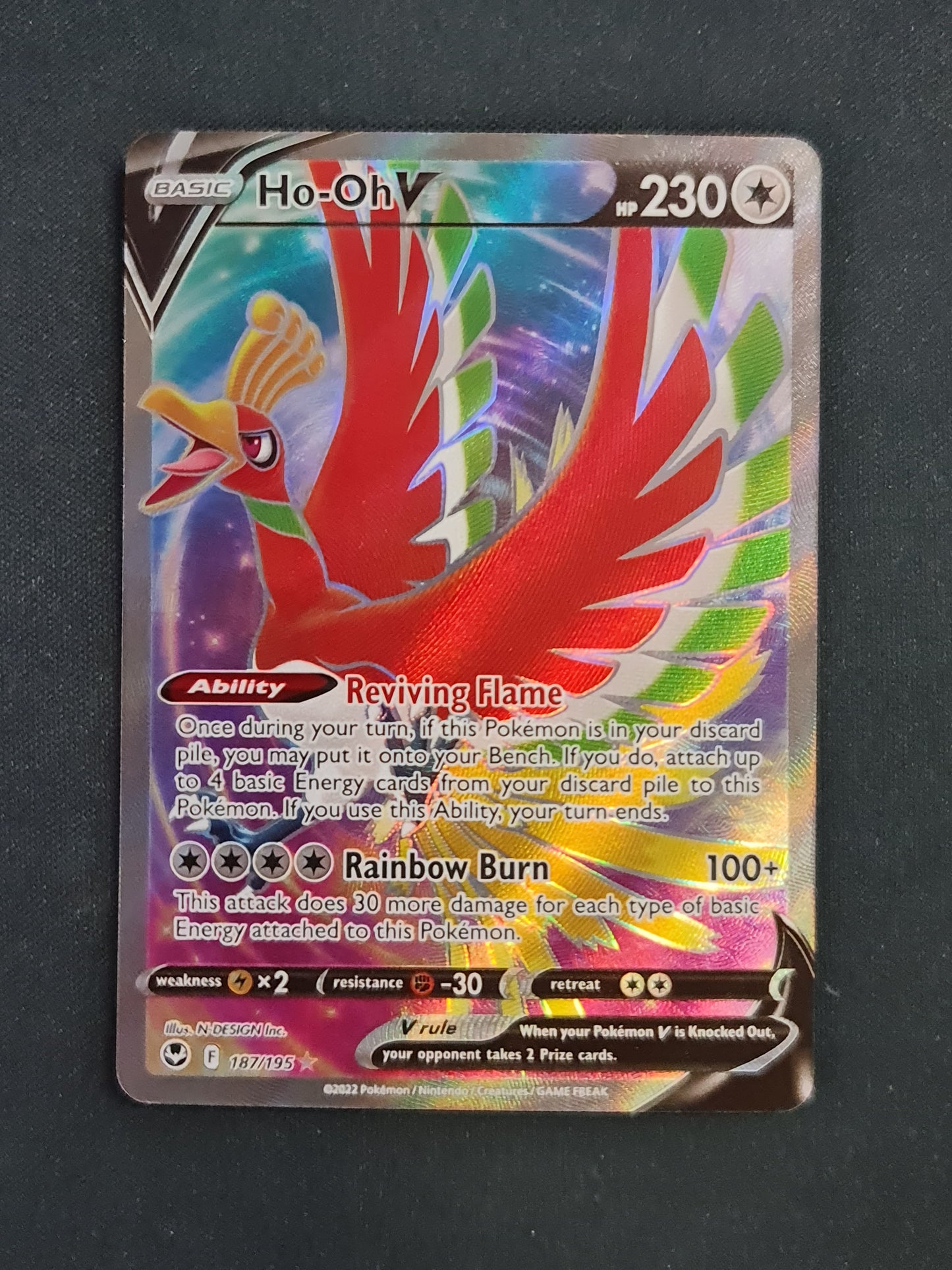 (S) Pokemon Card Silver Tempest 187/195 Ho-Oh V Full Art *MINT*