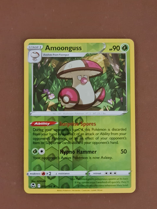 Pokemon Card Silver Tempest 012/195 12/195 Amoonguss Reverse Holo Rare *MINT*