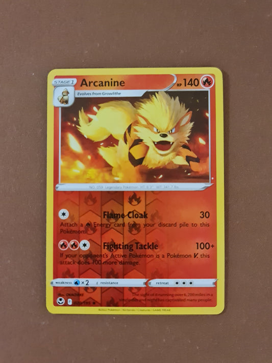 Pokemon Card Silver Tempest 020/195 20/195 Arcanine Reverse Holo Rare *MINT*