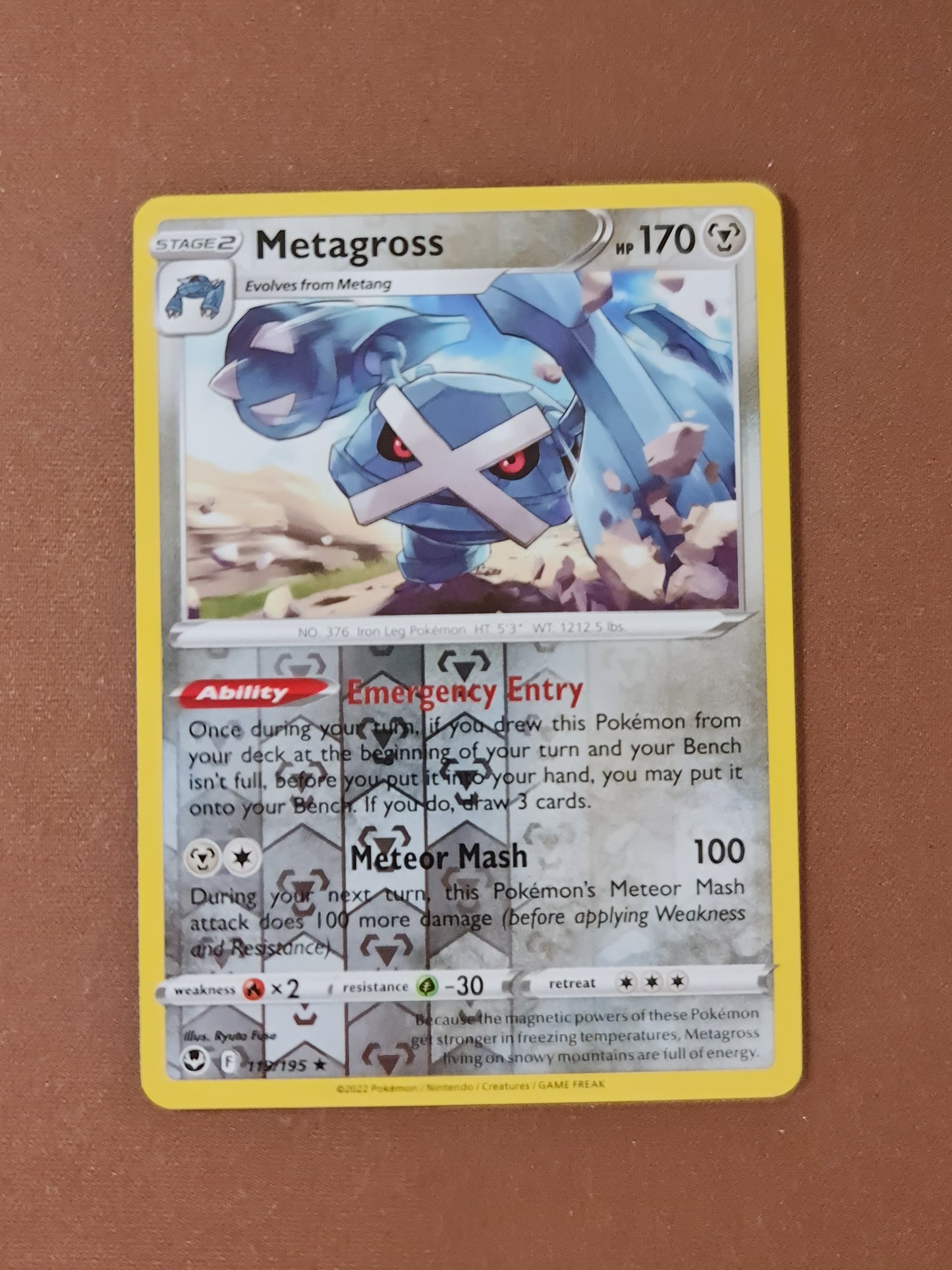 Pokemon Card Silver Tempest 119/195 Metagross Reverse Holo Rare *MINT*