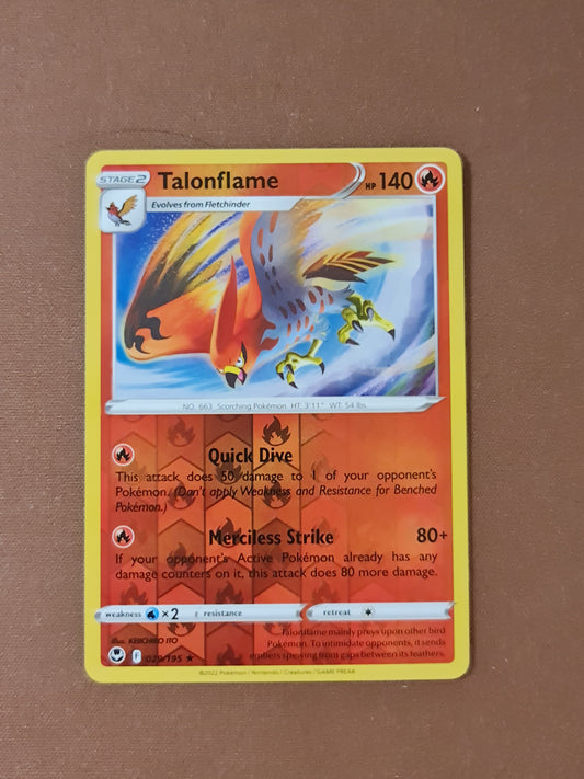 Pokemon Card Silver Tempest 029/195 29/195 Talonflame Reverse Holo Rare *MINT*