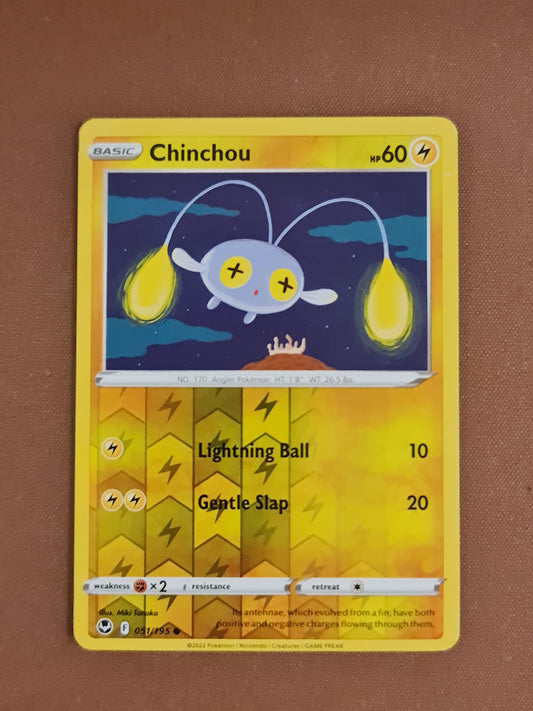 Pokemon Card Silver Tempest 051/195 51/195 Chinchou Reverse Holo Common *MINT*