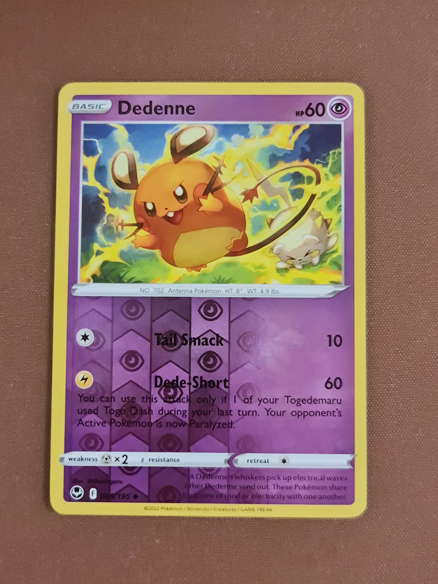 Pokemon Card Silver Tempest 085/195 85/195 Dedenne Reverse Holo Uncommon *MINT*