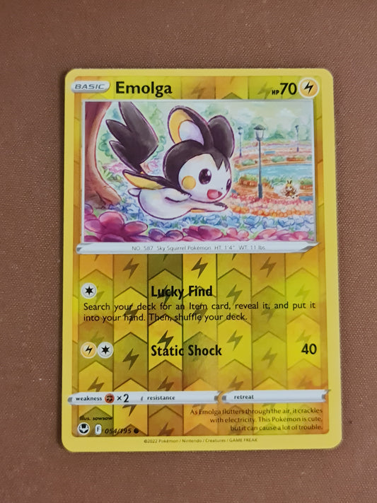 Pokemon Card Silver Tempest 054/195 54/195 Emolga Reverse Holo Common *MINT*