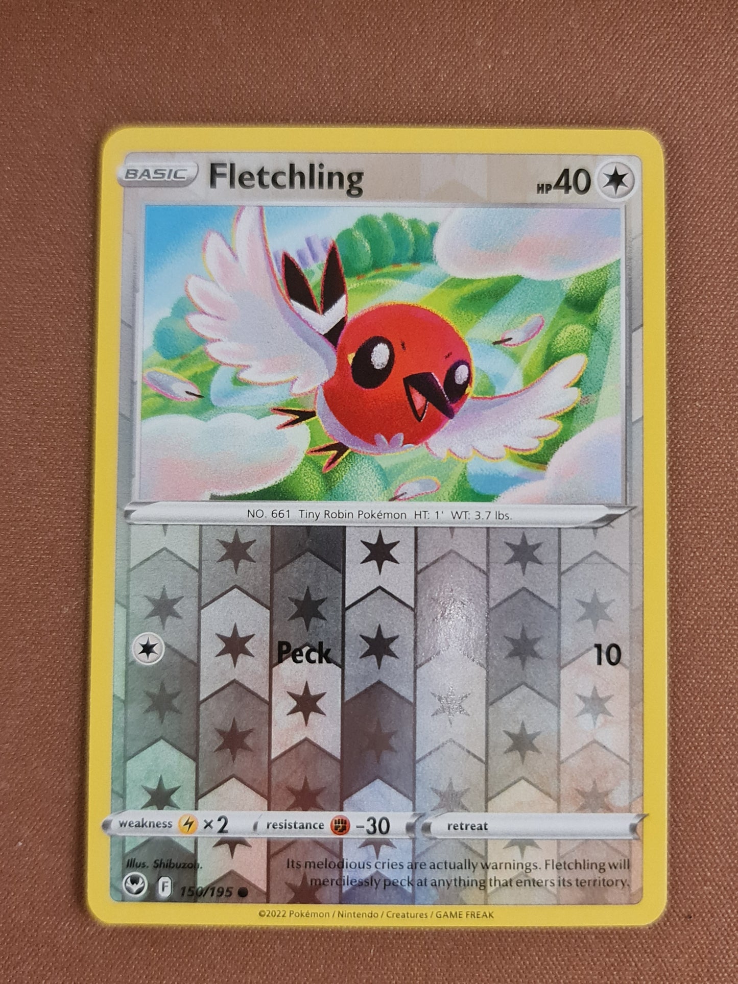 Pokemon Card Silver Tempest 150/195 Fletchling Reverse Holo Common *MINT*