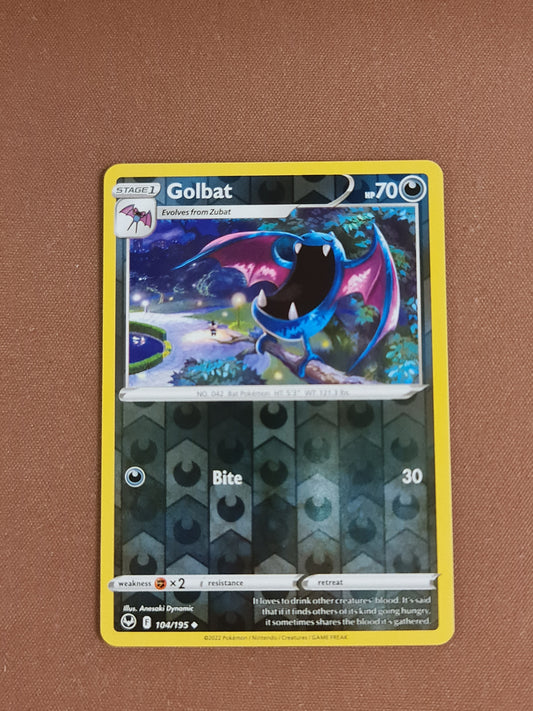 Pokemon Card Silver Tempest 104/195 Golbat Reverse Holo Uncommon *MINT*