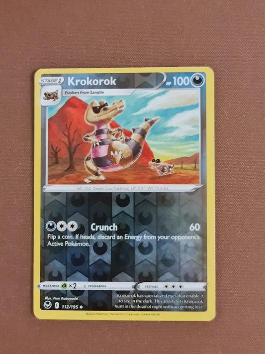 Pokemon Card Silver Tempest 112/195 Krokorok Reverse Holo Uncommon *MINT*