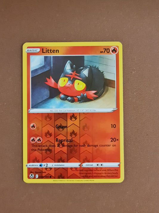 Pokemon Card Silver Tempest 030/195 30/195 Litten Reverse Holo Common *MINT*