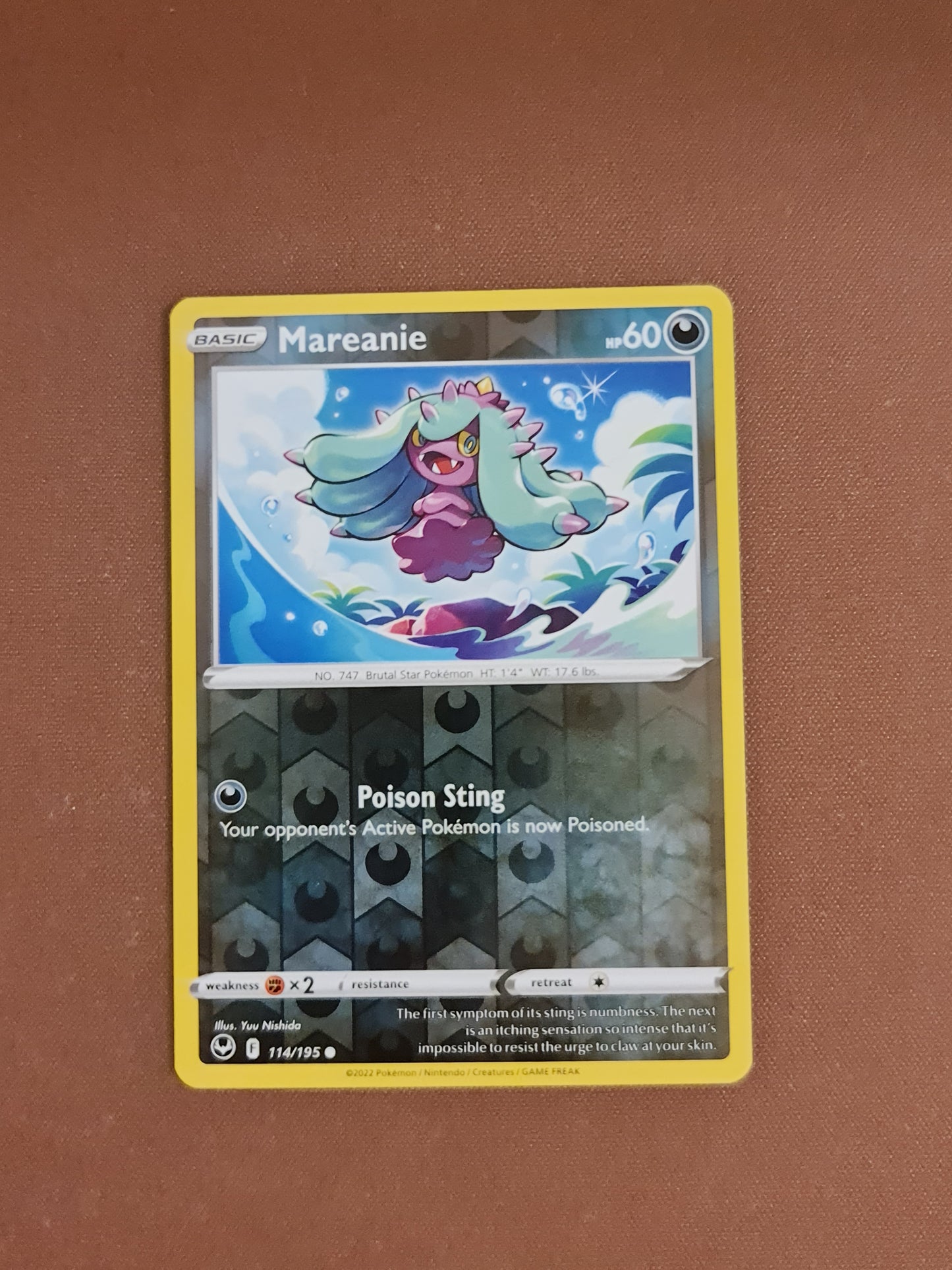 Pokemon Card Silver Tempest 114/195 Mareanie Reverse Holo Common *MINT*