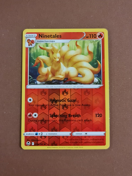 Pokemon Card Silver Tempest 018/195 18/195 Ninetales Reverse Holo Uncommon *MINT*