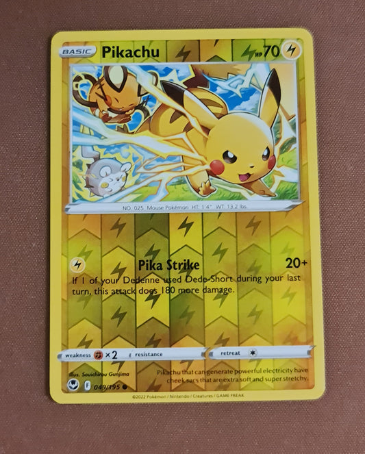 Pokemon Card Silver Tempest 049/195 49/195 Pikachu Reverse Holo Common *MINT*