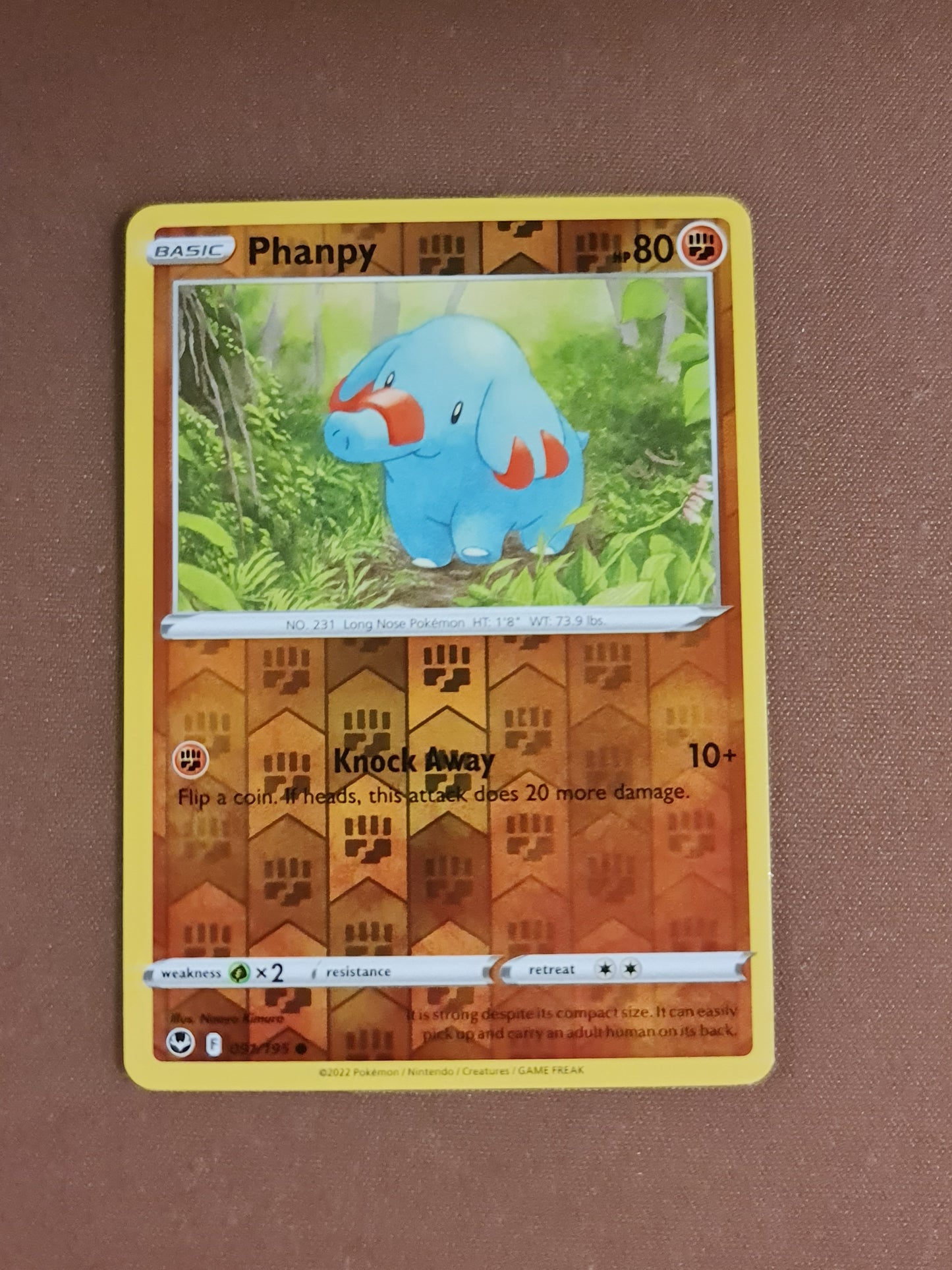 Pokemon Card Silver Tempest 091/195 91/195 Phanpy Reverse Holo Common *MINT*