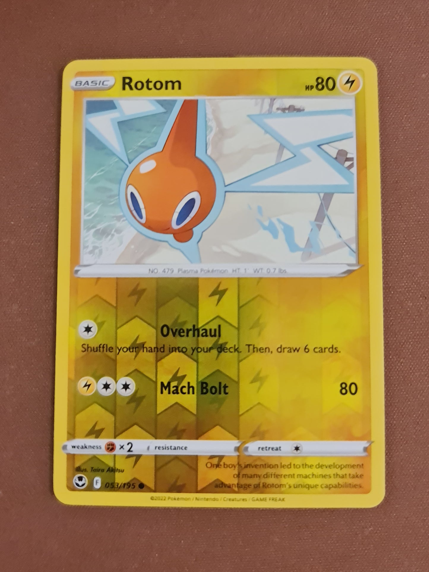 Pokemon Card Silver Tempest 053/195 53/195 Rotom Reverse Holo Common *MINT*