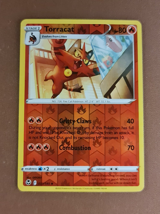 Pokemon Card Silver Tempest 031/195 31/195 Torracat Reverse Holo Uncommon *MINT*