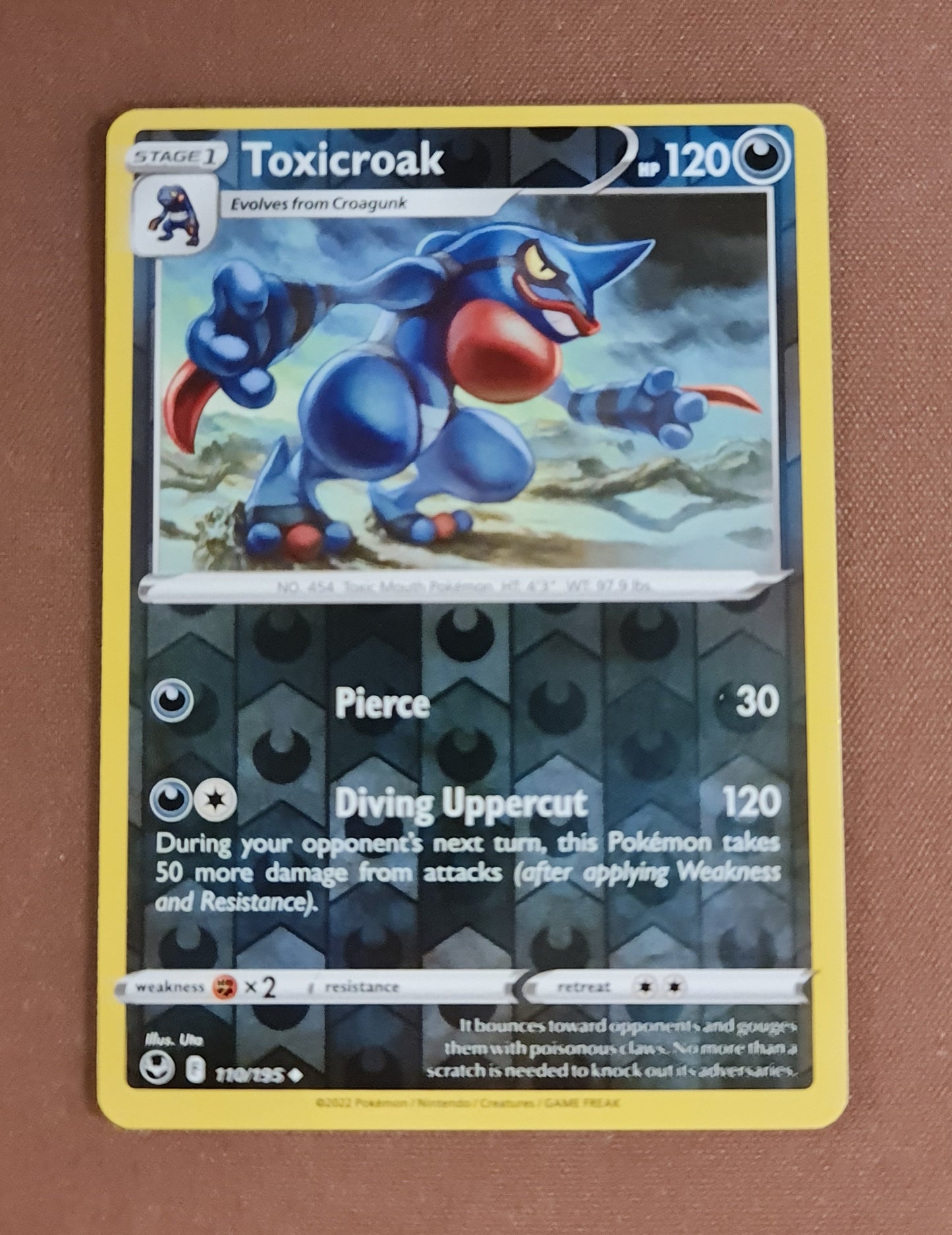 Pokemon Card Silver Tempest 110/195 Toxicroak Reverse Holo Uncommon *MINT*