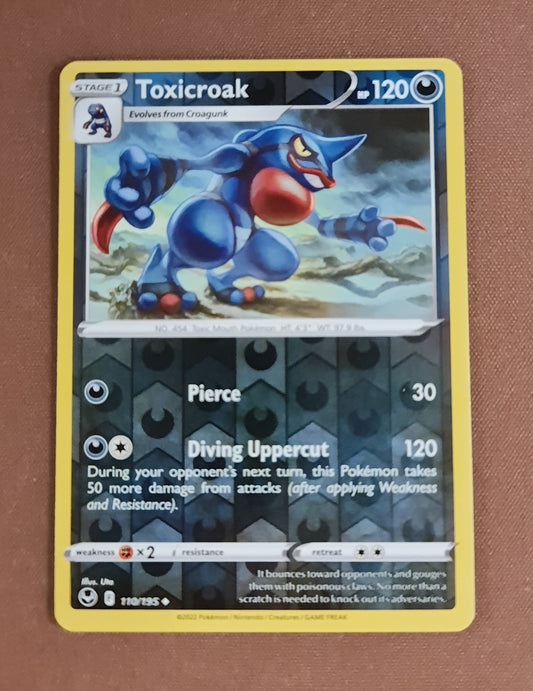 Pokemon Card Silver Tempest 110/195 Toxicroak Reverse Holo Uncommon *MINT*