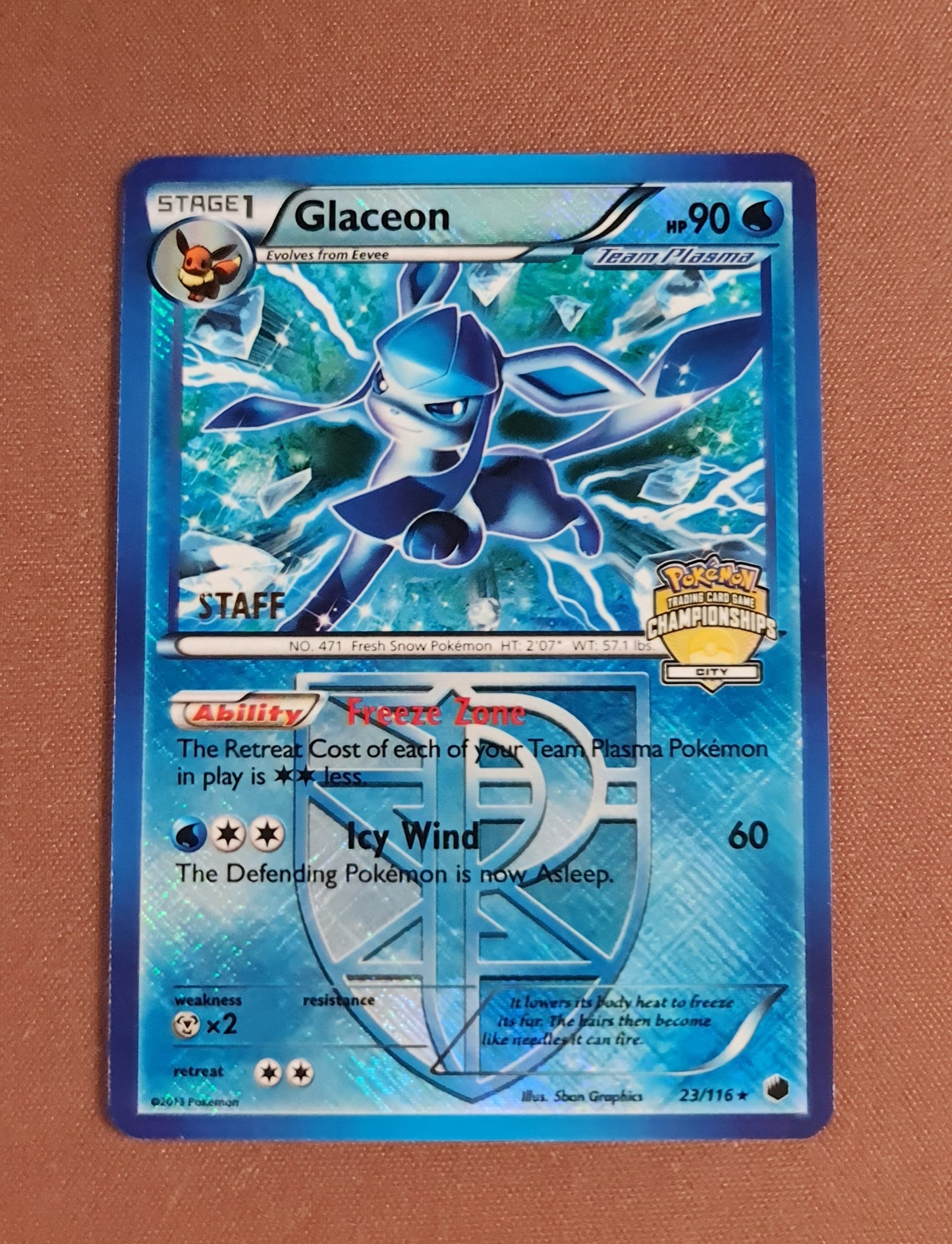 (S) Pokemon Card Plasma Freeze 023/116 23/116 Glaceon STAFF City Championship