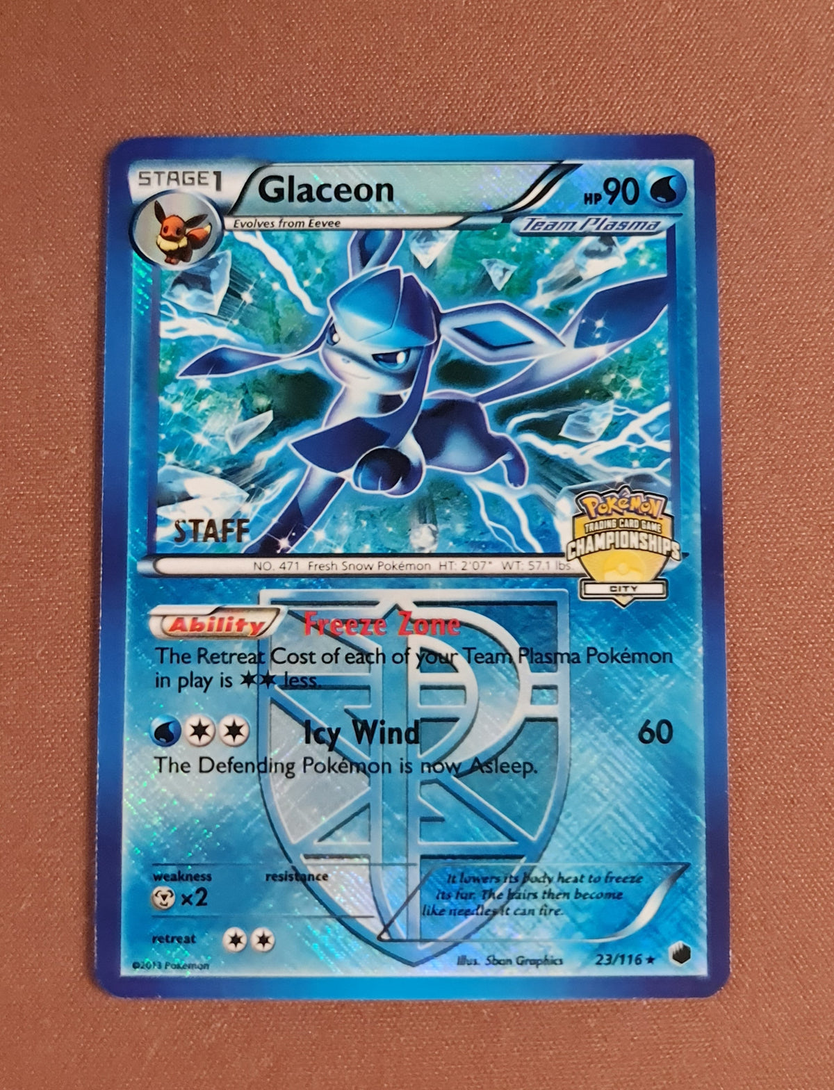 Pokemon Card Plasma Freeze 023/116 23/116 Glaceon STAFF City  display picture 1