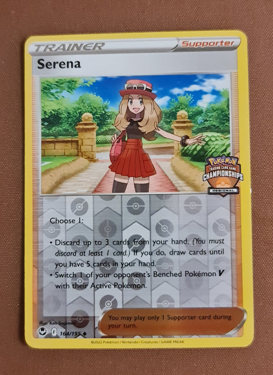 (S) Pokemon Card Silver Tempest 164/195 Serena Supporter Reverse Holo *REGIONAL CHAMPIONSHIP* STAMP