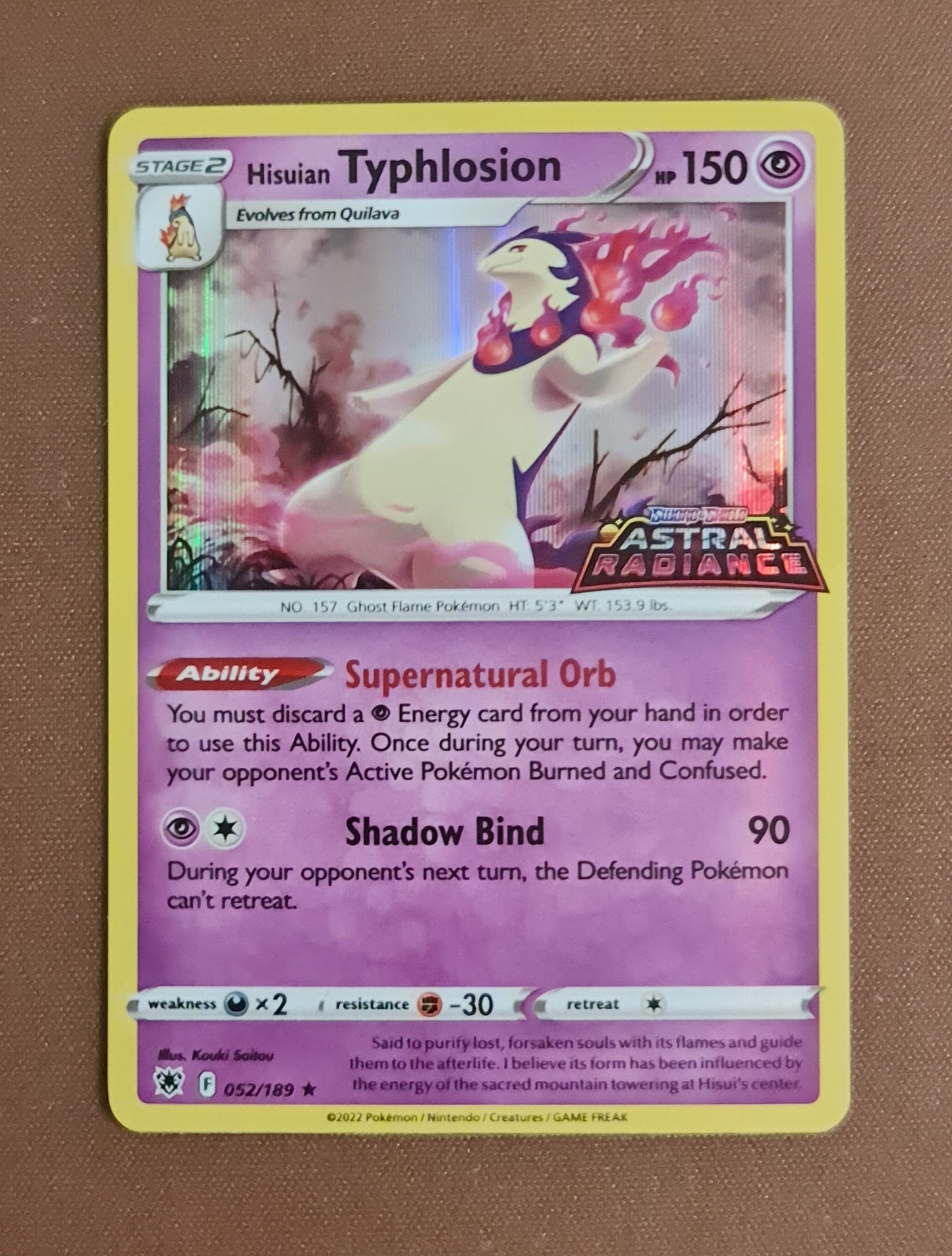 (S) Pokemon Card Astral Radiance 52/189 052/189 Hisuian Typhlosion Holo STAMPED PROMO