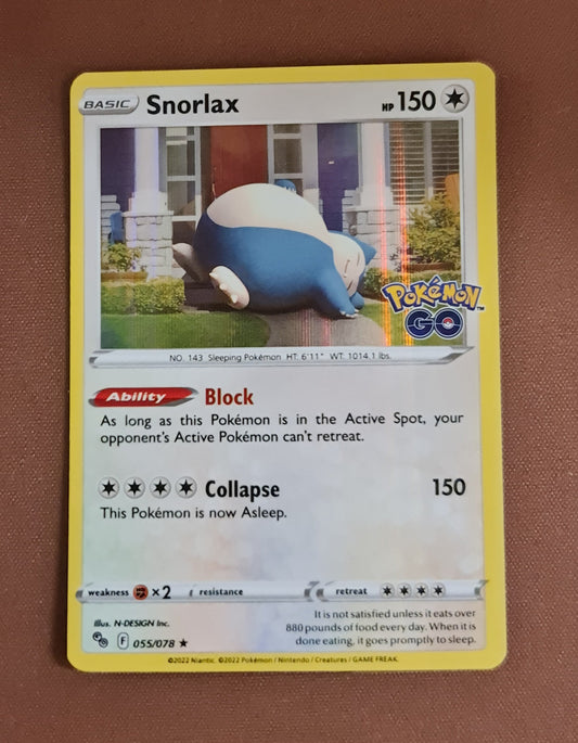 Pokemon Card Pokemon Go 55/78 Snorlax Holo Rare *MINT*