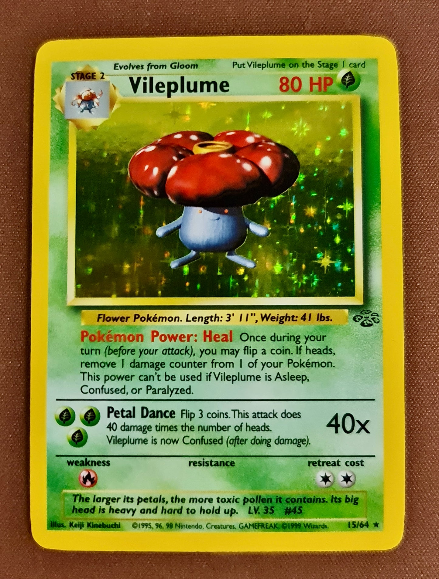 (S) Pokemon Card Jungle Set Unlimited 15/64 Vileplume Holo Rare NEAR MINT