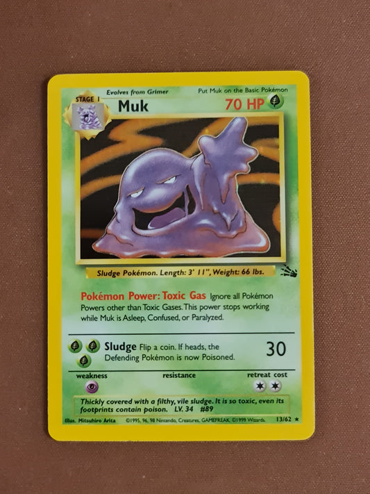 (S) Pokemon Card Fossil Set Unlimited 13/62 Muk Holo Rare NEAR MINT