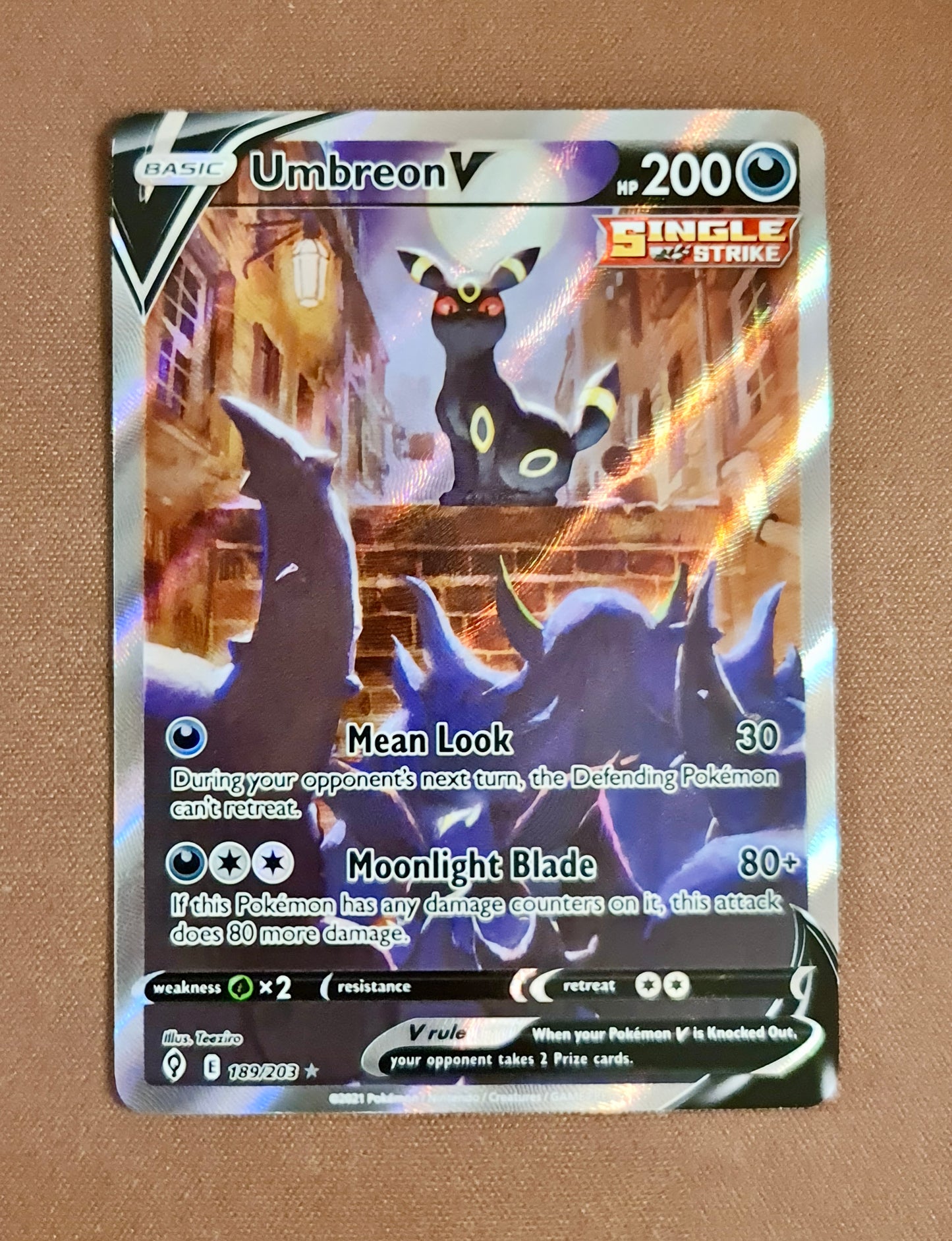 (S) Pokemon Card Evolving Skies 189/203 189/203 Umbreon V Full Art *M*