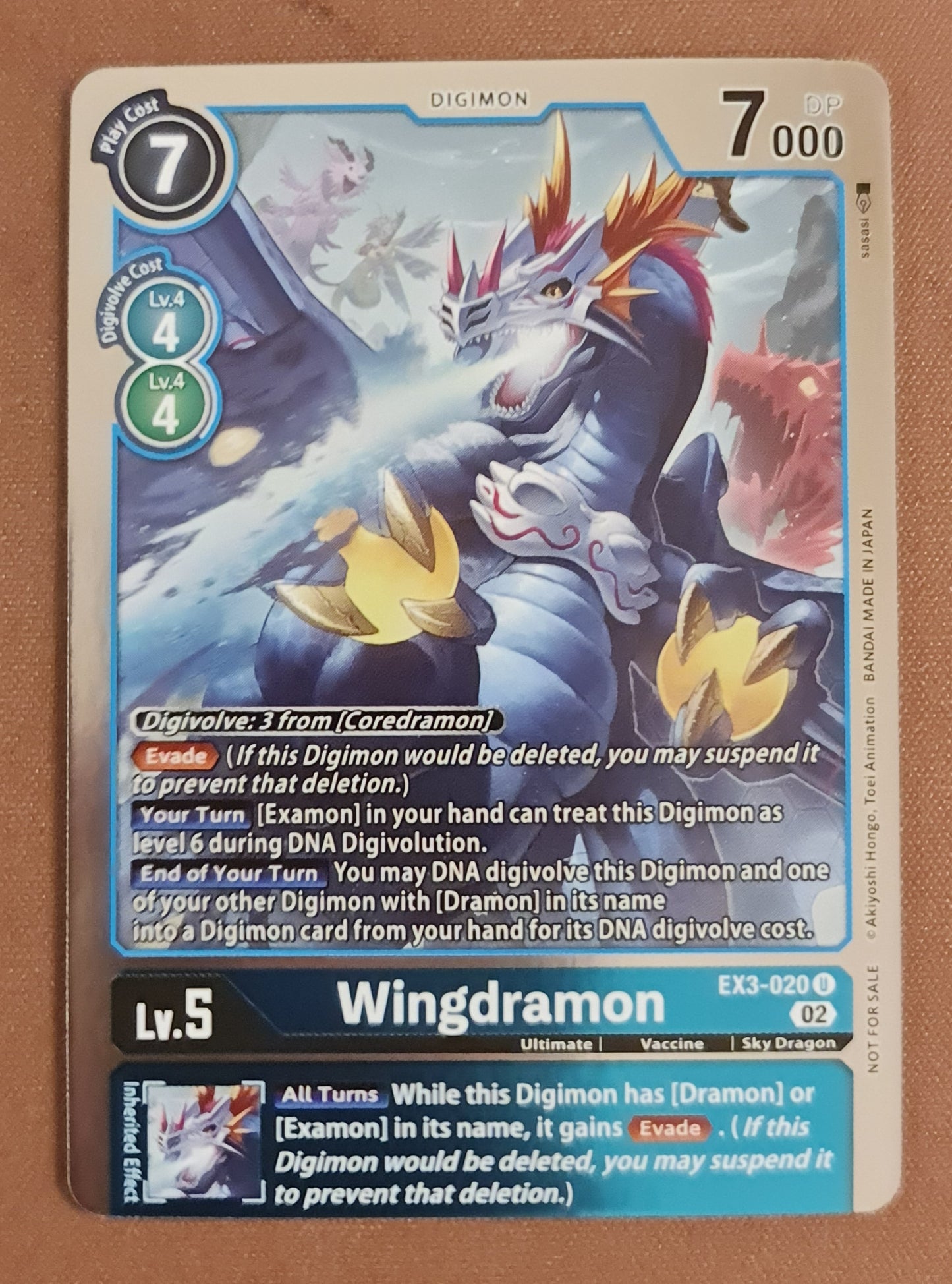 Digimon Card Draconic Roar BOX TOPPER Wingdramon EX3-020 U (FOIL)