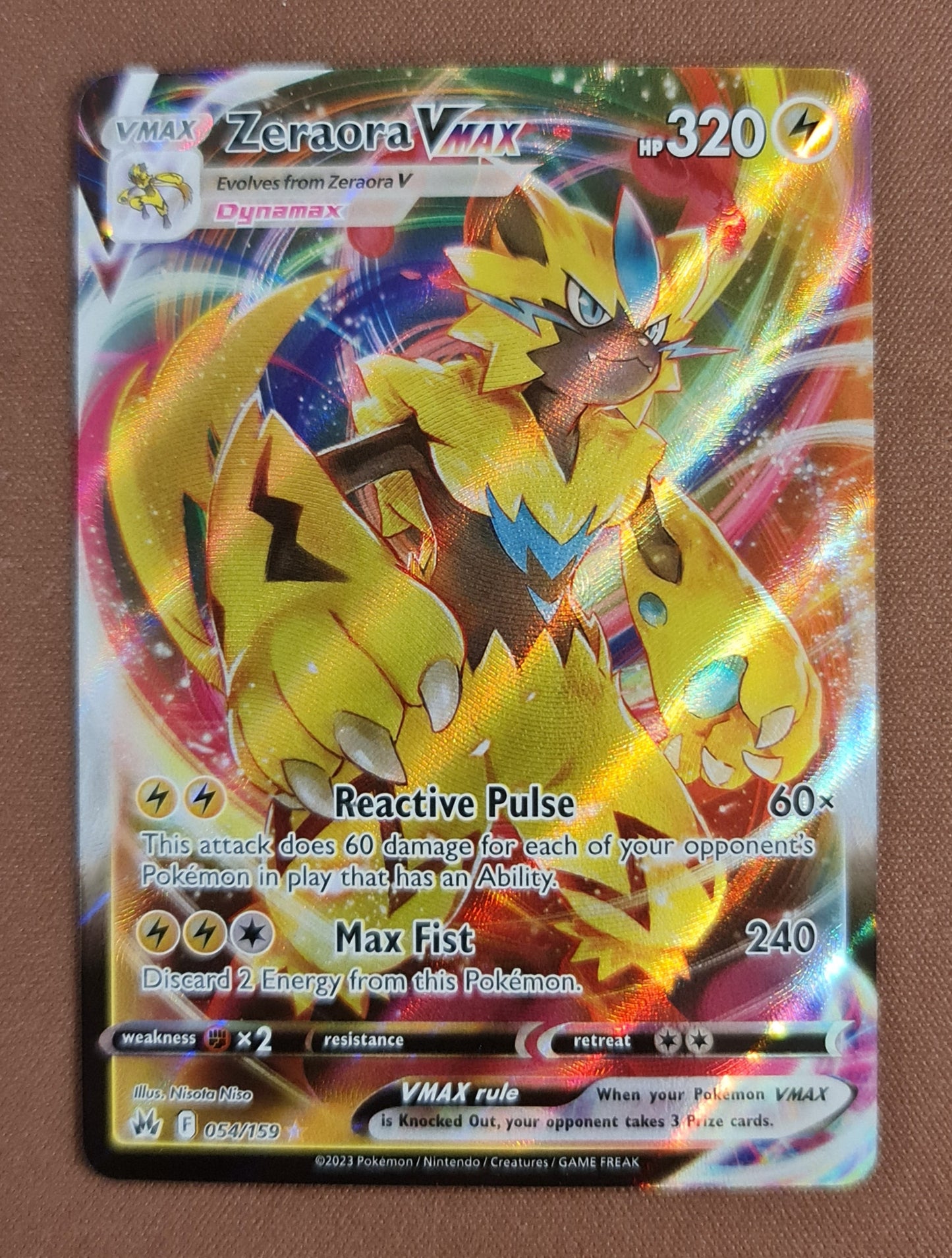 Pokemon Card Crown Zenith 054/159 54/159 Zeraora VMAX Ultra Rare *MINT*