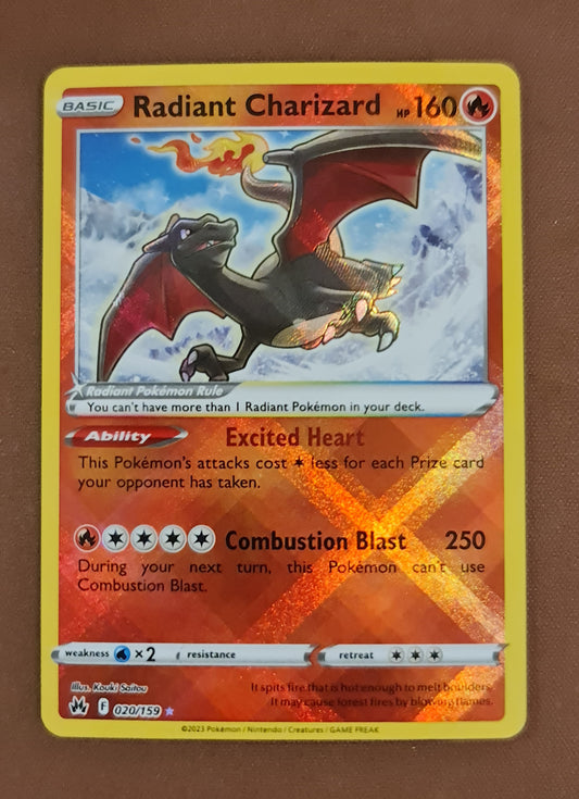 (S) Pokemon Card Crown Zenith 020/159 20/159 Radiant Charizard Ultra Rare *MINT*